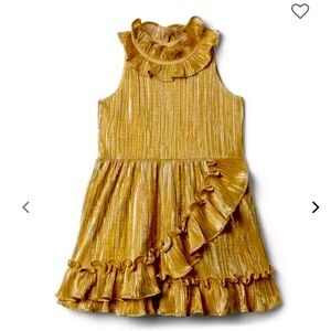 NWT Janie & Jack Size 5 Gold METALLIC PLISSE DRESS